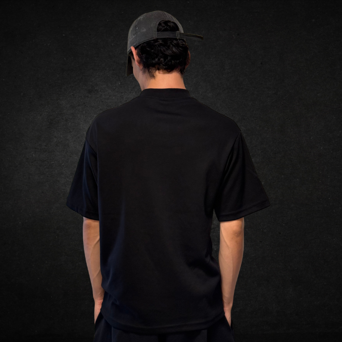 PLAYERA SEMI OVERSIZE 300G NEGRO FRENCH TERRY