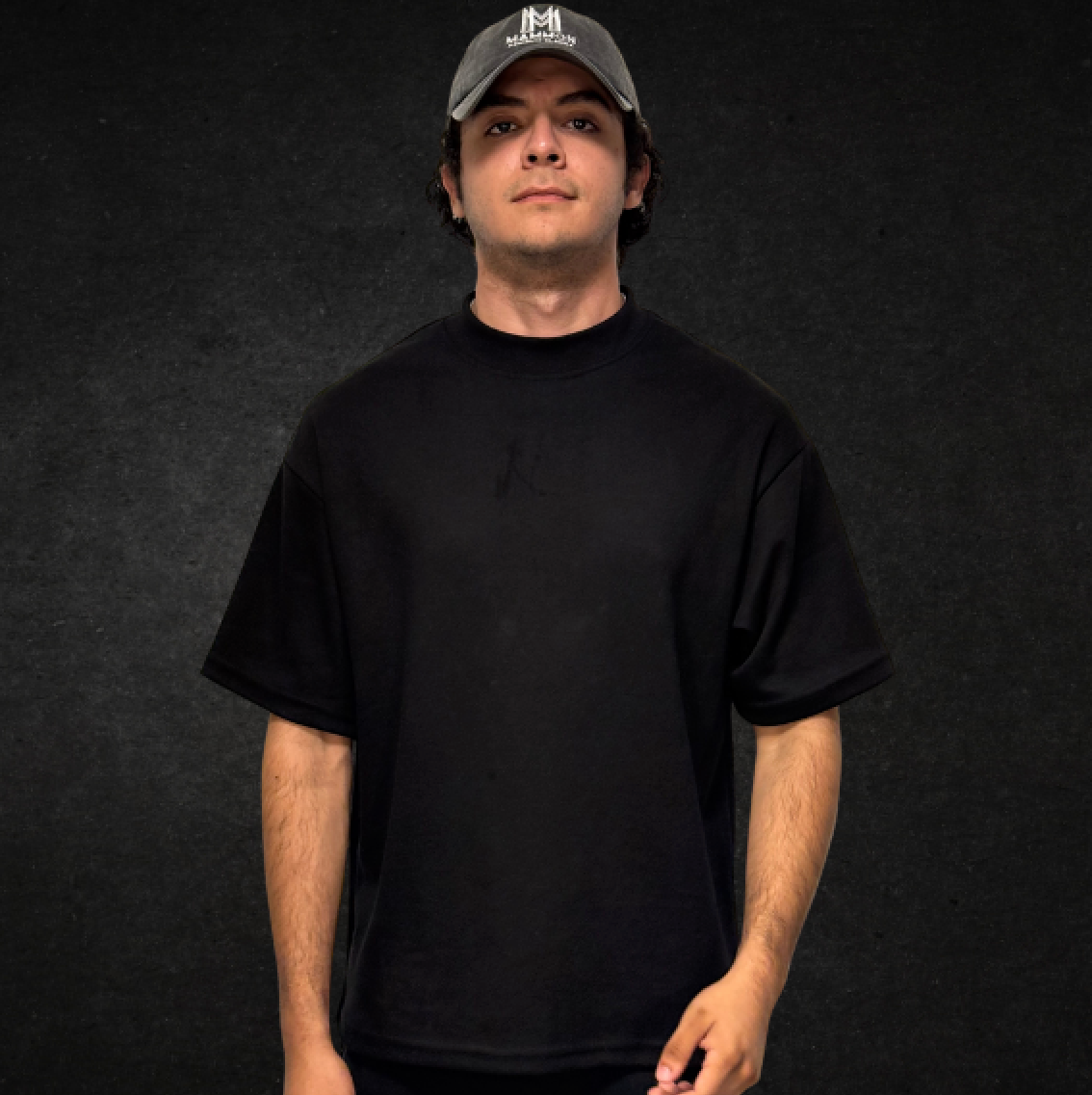 PLAYERA OVERSIZE NEGRA 220G – MAMMON BLANKS - Main Image