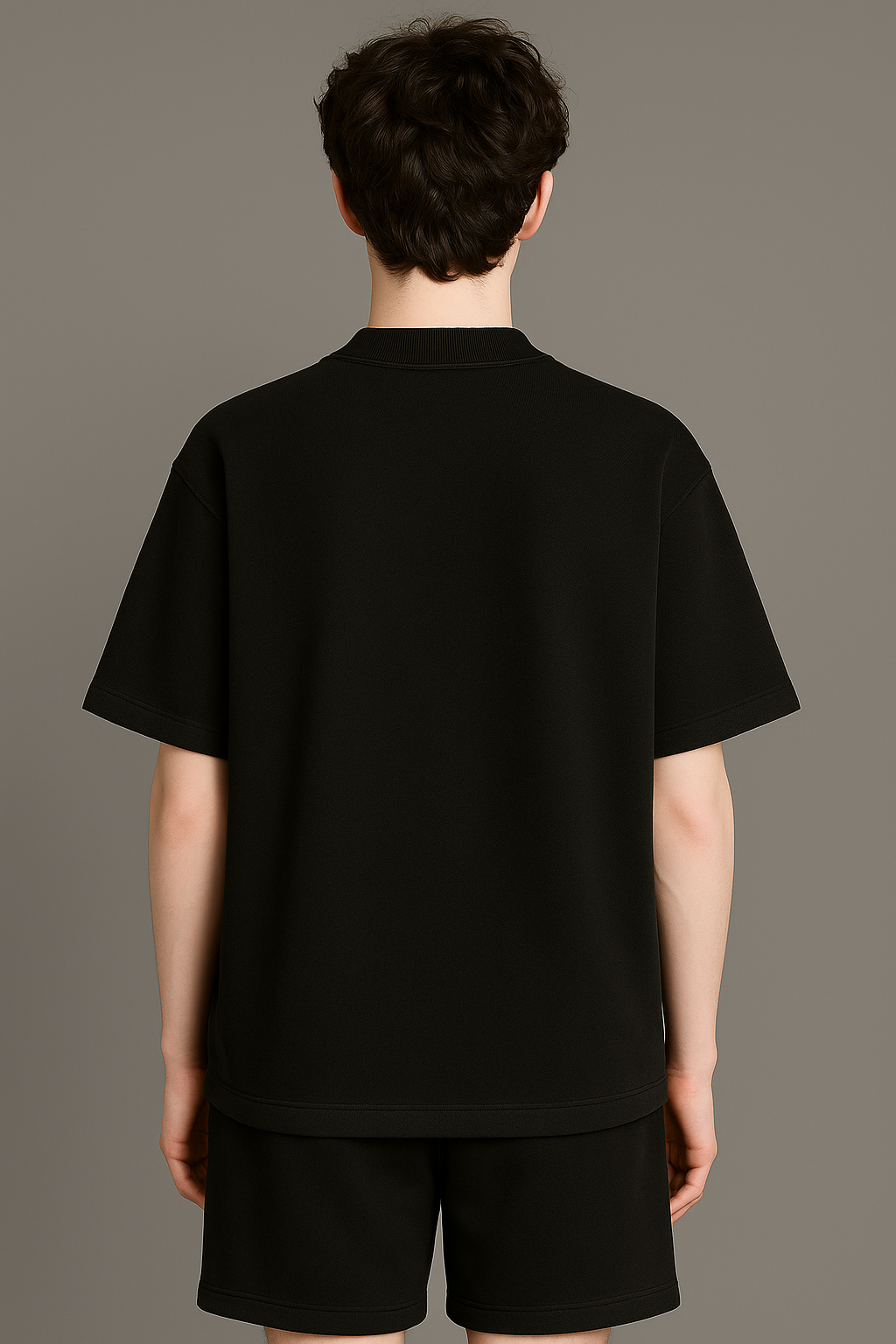 PLAYERA SEMI OVERSIZE 300G NEGRO FRENCH TERRY