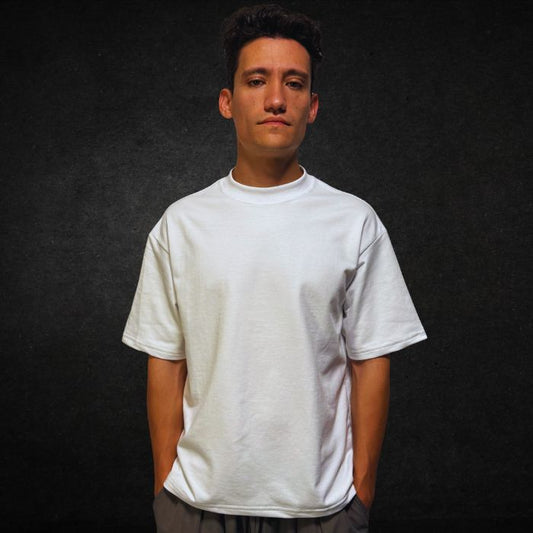 PLAYERA SEMI OVERSIZE 250G BLANCO