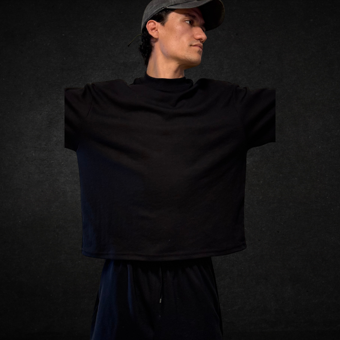 PLAYERA BOXY DE 300G NEGRA