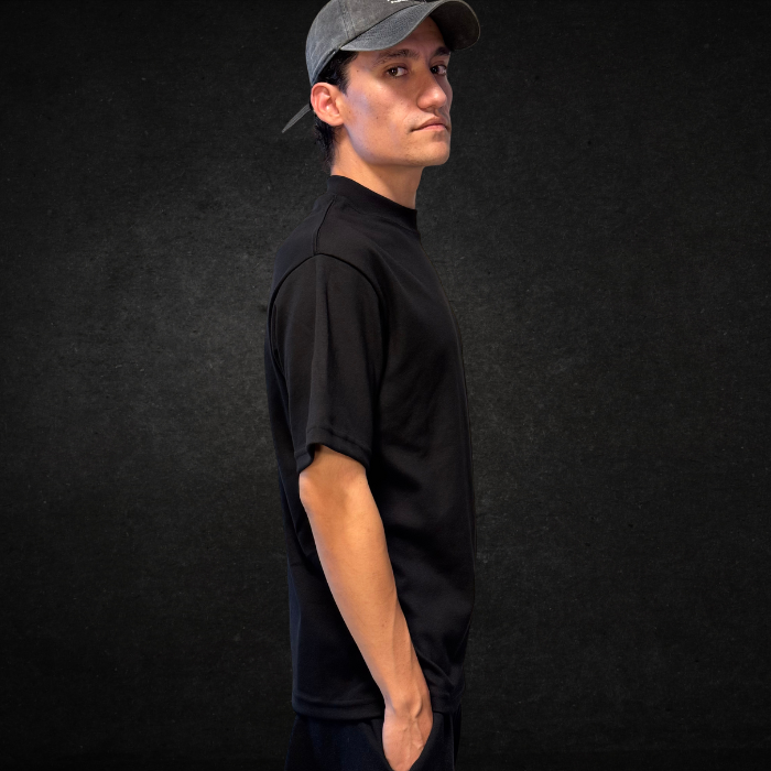 PLAYERA SEMI OVERSIZE 300G NEGRO FRENCH TERRY