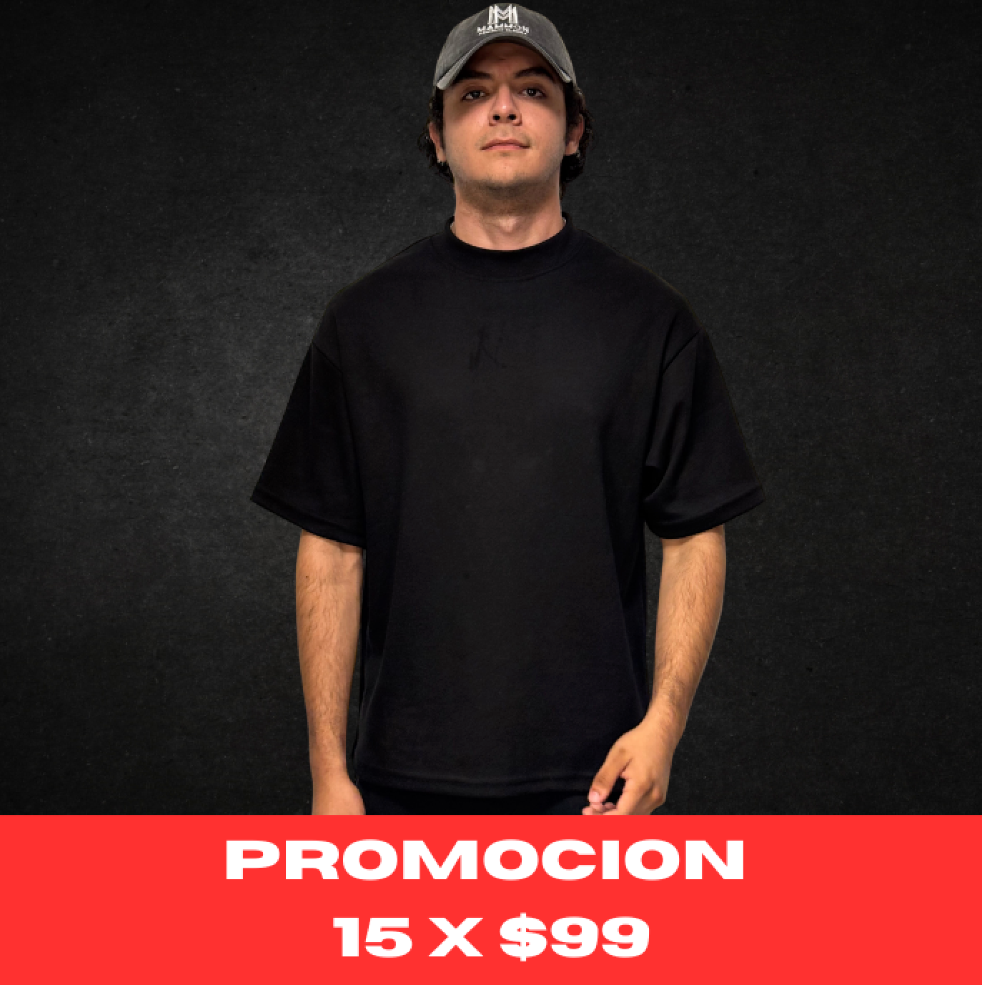 PLAYERA OVERSIZE NEGRA 220G
