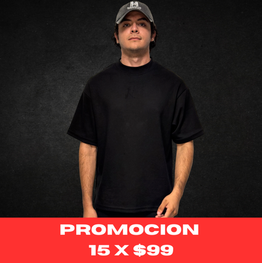 PLAYERA OVERSIZE NEGRA 220G
