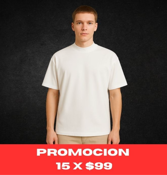 PLAYERA OVERSIZE BLANCA 180G