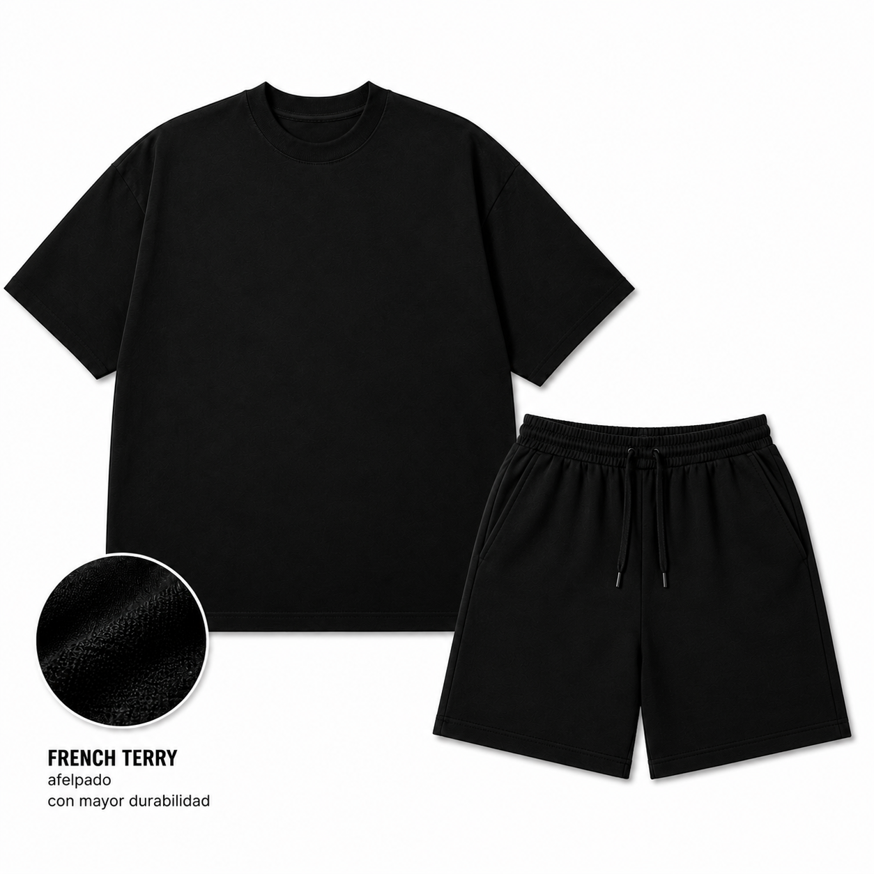 CONJUNTO SHOR Y PLAYERA 300 GSM FRENCH TERRY