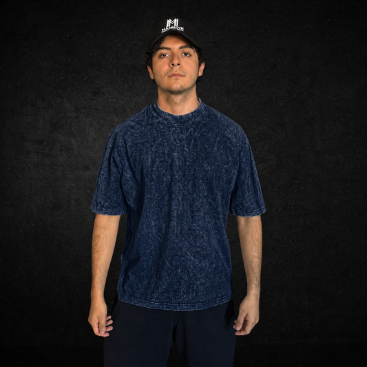 PLAYERA ACID WASH AZUL MARINO