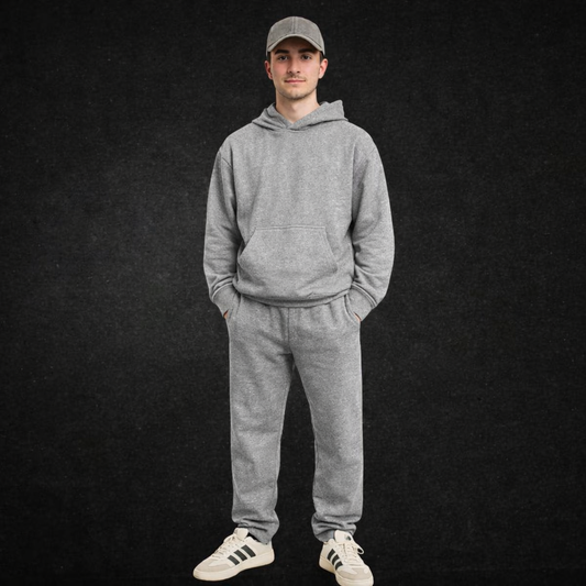 CONJUNTO SUDADERA Y PANTS GRIS JASPE 420G