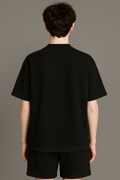 PLAYERA SEMI OVERSIZE 300G NEGRO FRENCH TERRY