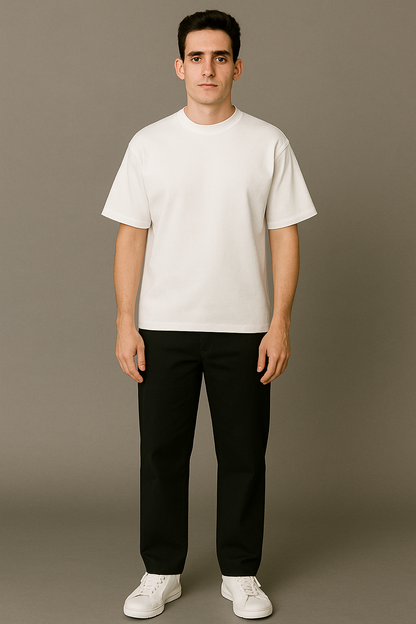 PLAYERA BLANCA SEMI OVERSIZE DE 300G