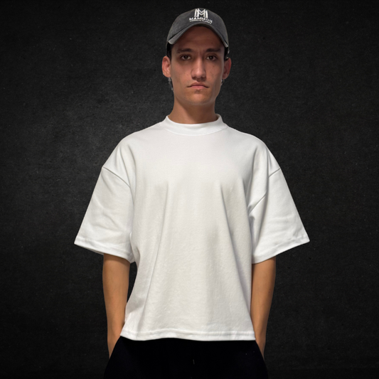 PLAYERA BOXY DE 300G BLANCA